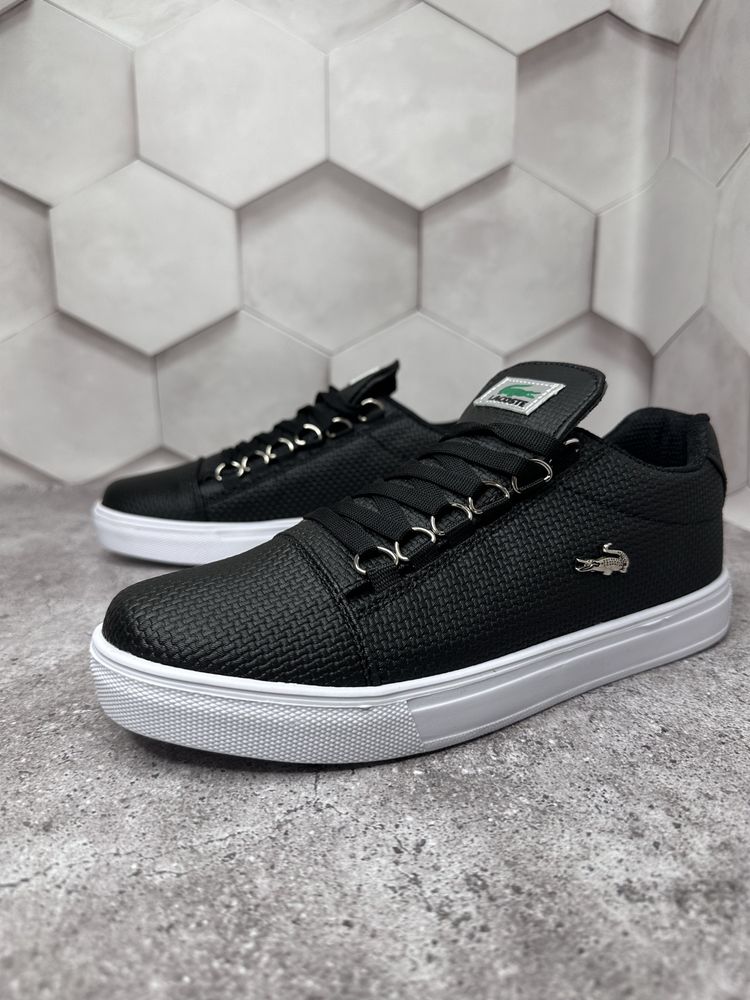 Популярні чоловічі кеди Lacoste Black повсякденні 40-44 рр