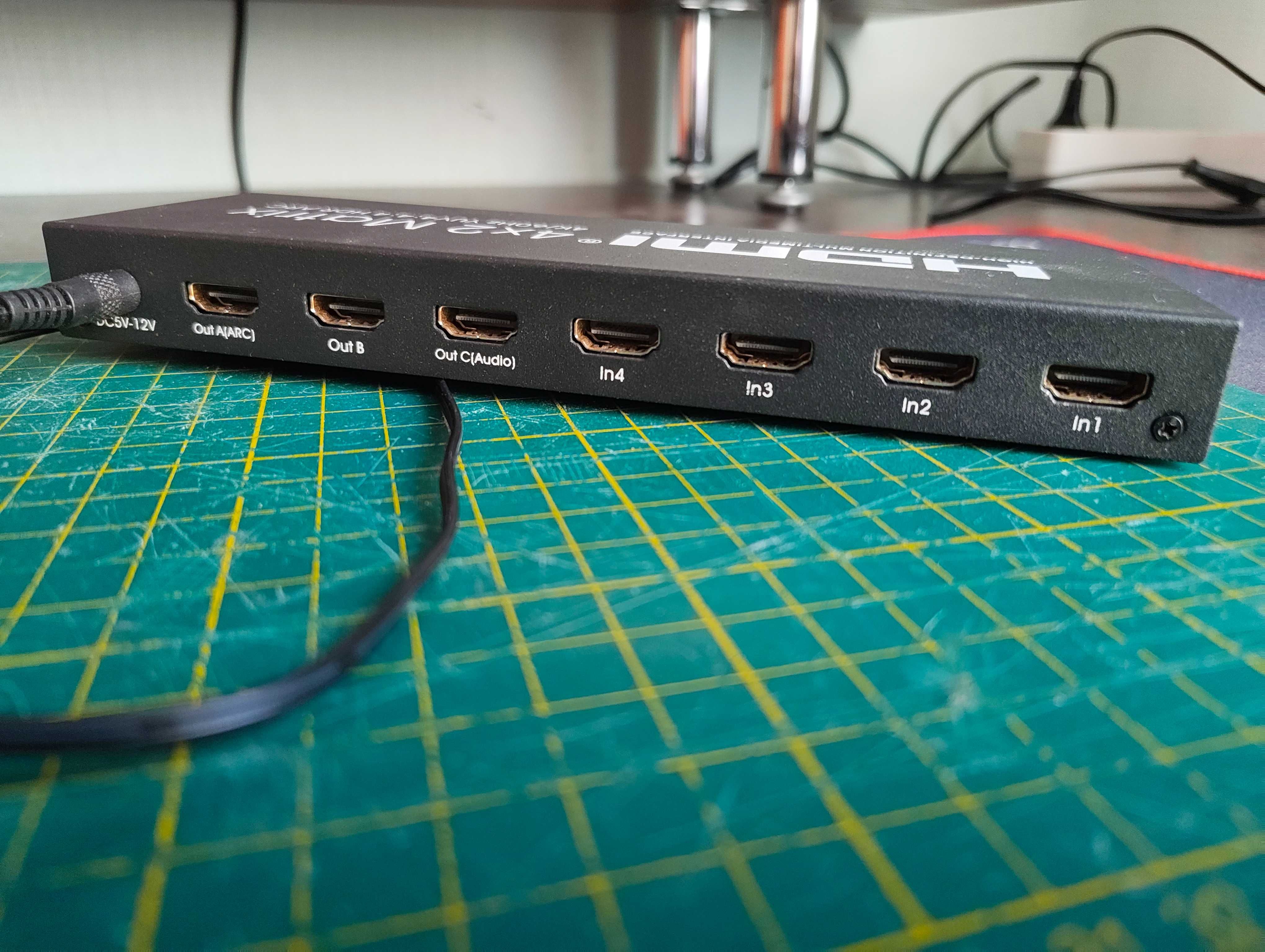 Switch HDMI Matrix 4x2 z zasilaczem