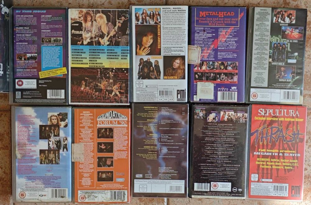 casstes VHS video Heavy Metal Thrash Maiden Sodom coroner Bon Jovi DRI