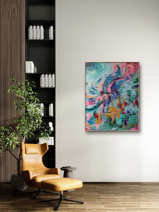 Abstrakcyjny obraz ręcznie malowany 40x50 cm