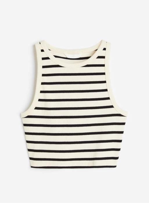 Топ в рубчик H&M смугастий топ бежевий