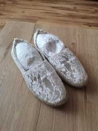 Balerinki espadryle koronka H&M rozm 40 wiosna