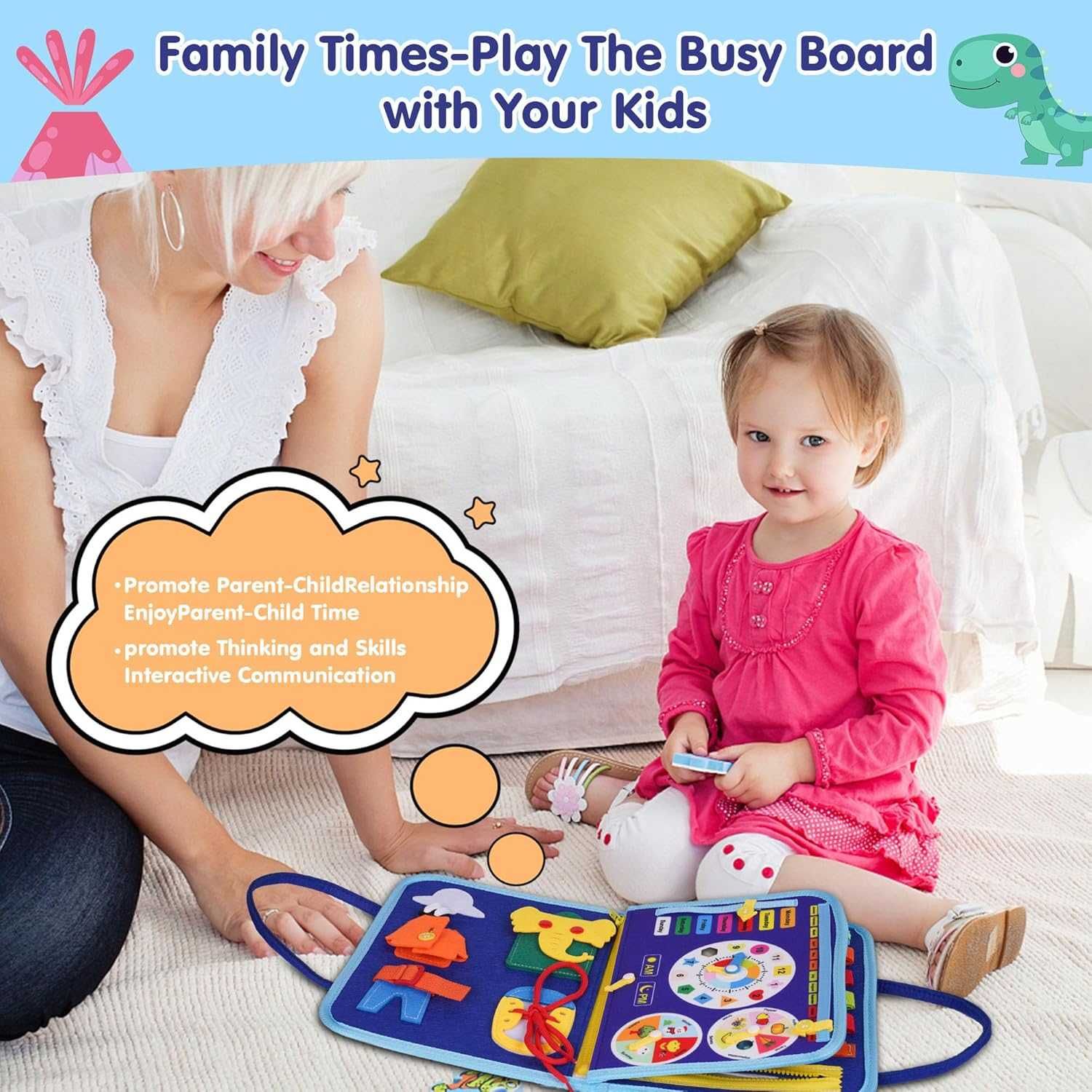 Tablica Manipulacyjna Sensoryczna dla Dzieci Miękka Montessori 2