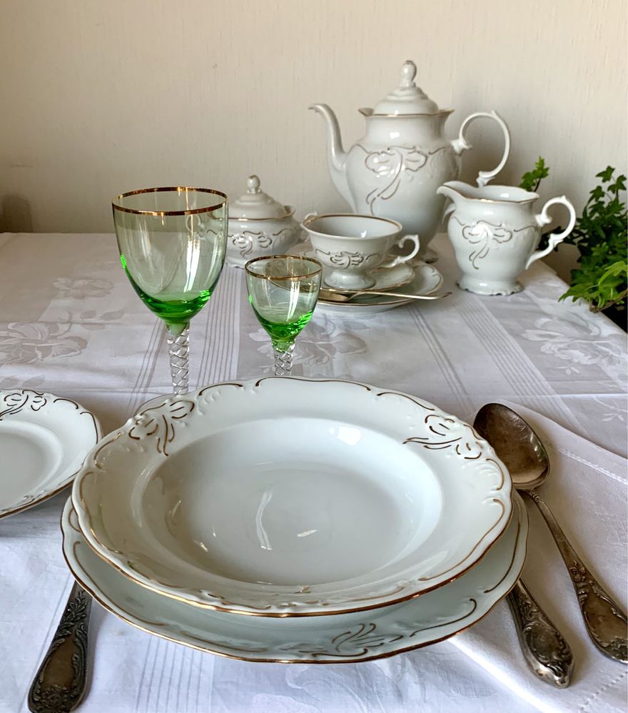 Сервиз-комбайн, 6 персон, фарфор, винтаж