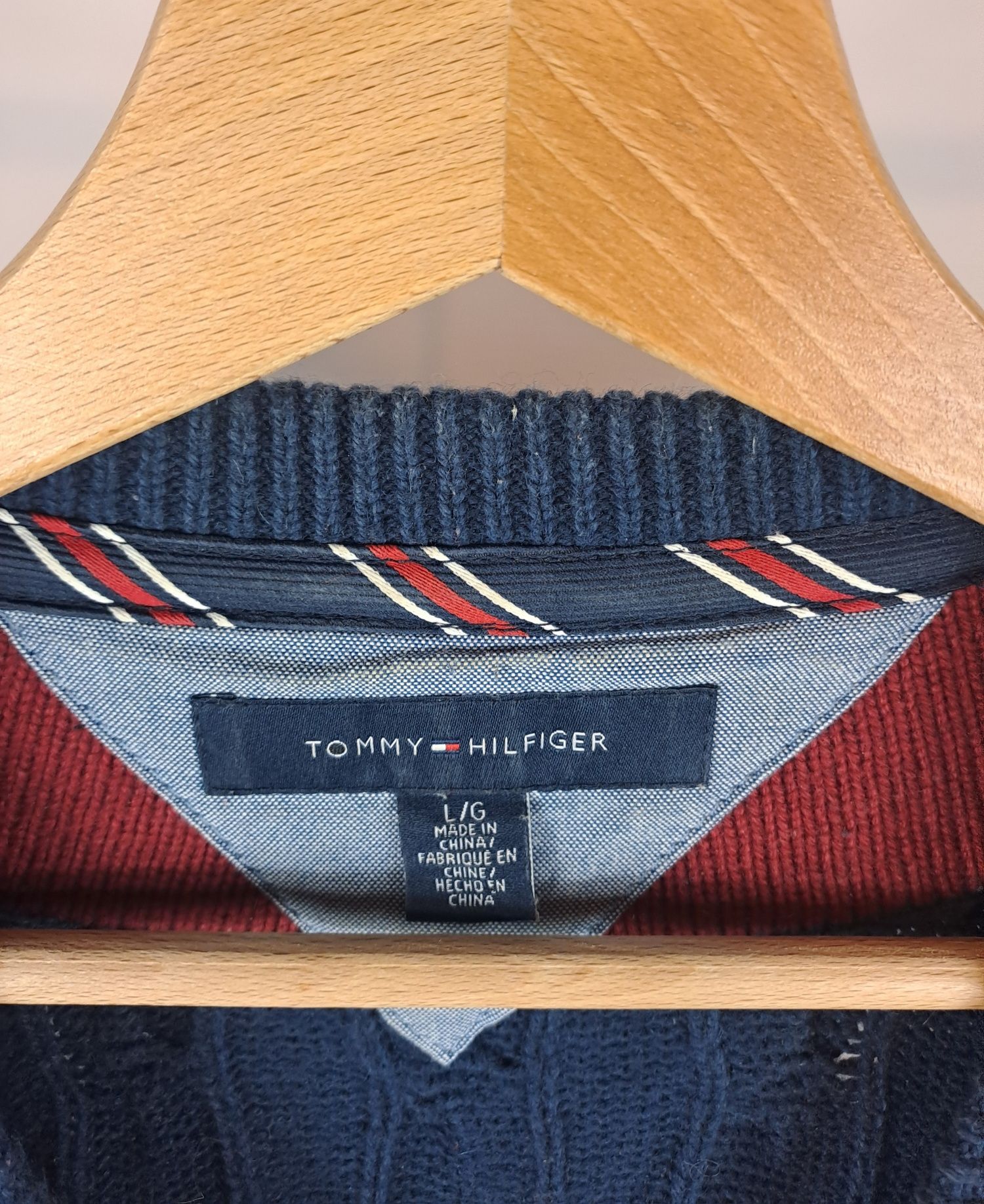 Tommy Hilfiger męski sweter ciepły gruby splot warkoczowy warkocz r.L