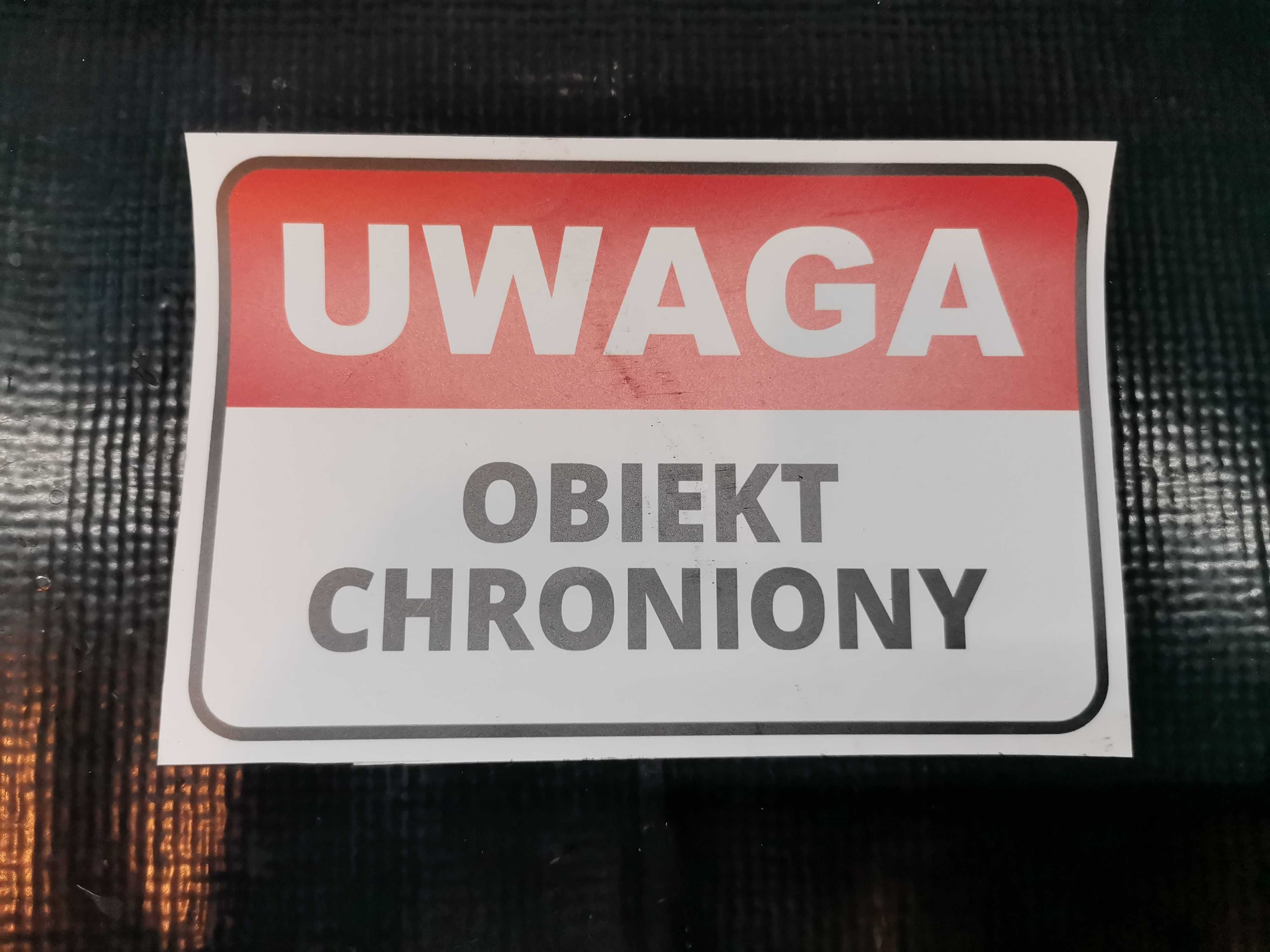 Naklejka uwaga obiekt chroniony