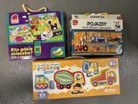 Dwa komplety puzzli i magnesy do przyczepiania