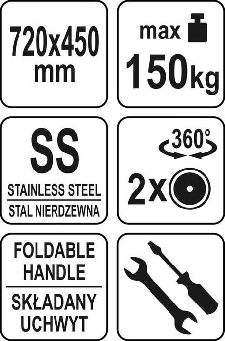 Wózek platformowy zw stali nierdzewnej, składany