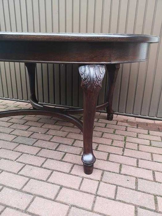 Stół Owalny Dębowy Duży Antyk Stary Rozkładany Po Renowacji.