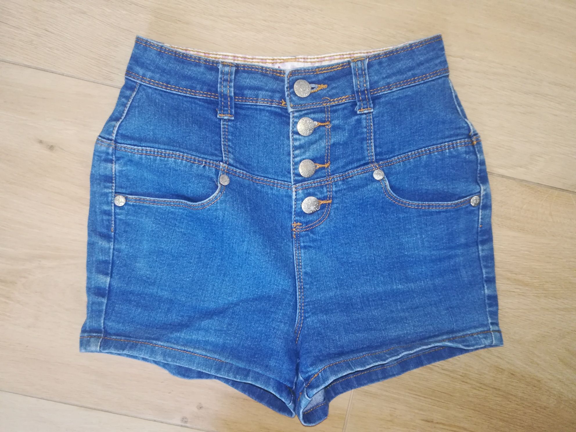 Krótkie spodenki z wysokim stanem Denim CO rozm. 34 S/XS