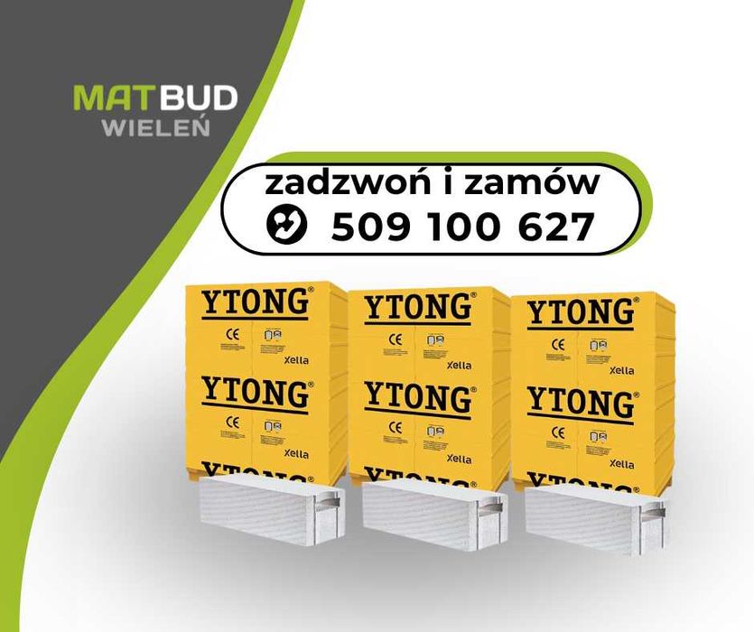 MAT BUD Wieleń YTONG 24x20x60cm bloczek komórkowy mury ściany dom HDS