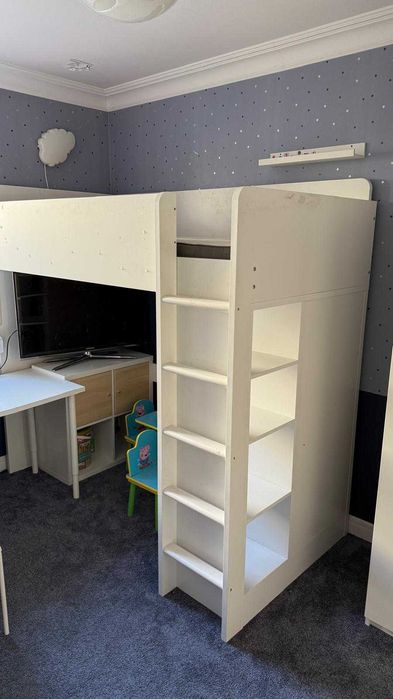 Meble dla dziecka - łóżko piętrowe komplet STUVA + szafa PAX + półki