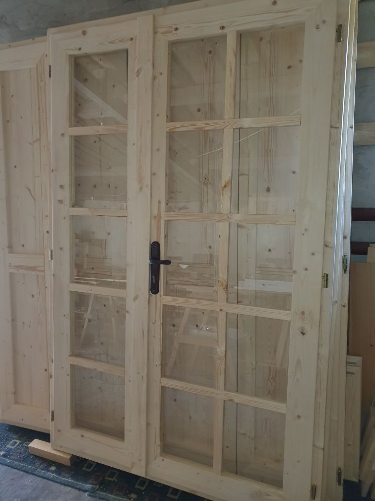 Drzwi drewniane tarasowe 130 x 200