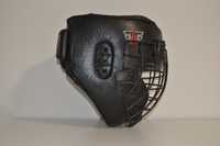 Защитный Шлем для единоборств с металлической решеткой кожаный М
