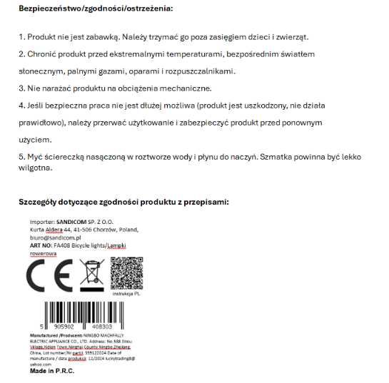 Lampka rowerowa przód + tył oświetlenie rowerowe ipx45 latarka led