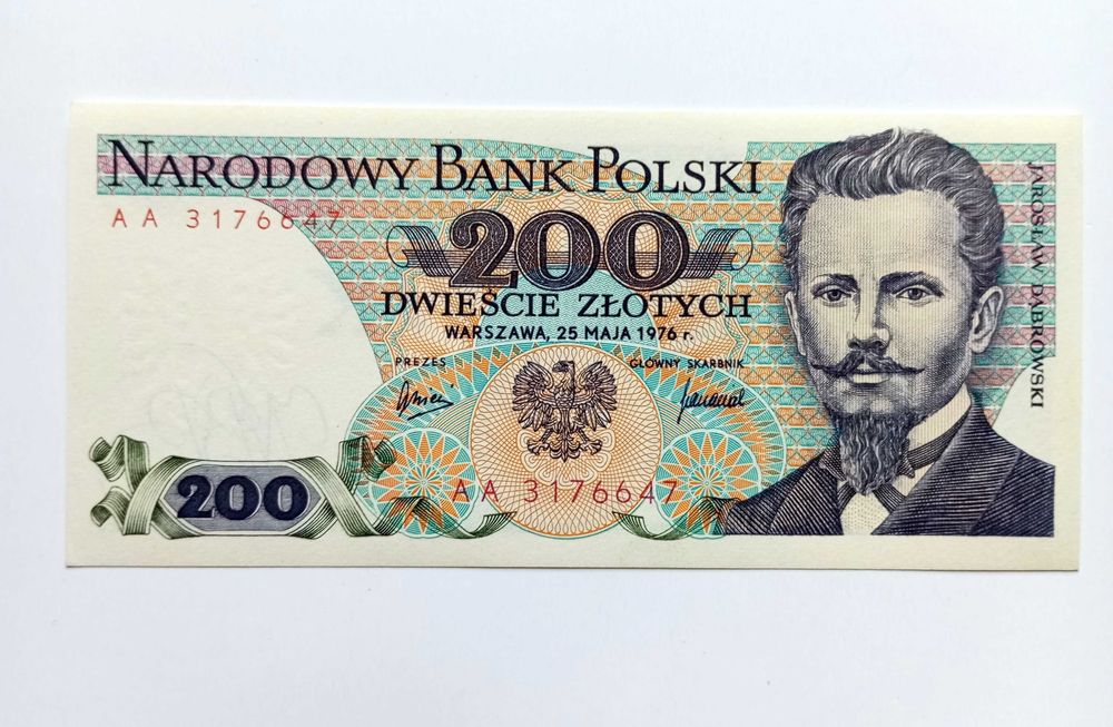 200 zł 1976  - AA -  Bardzo Rzadki L7  st. 1 UNC