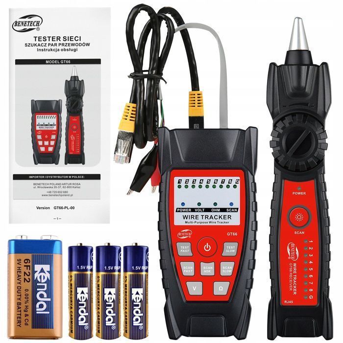 Szukacz Par Kabli Przewodów Tester Sonda Rj45 Gt66