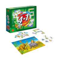 Gra 4w1 Dinozaury: piotruś, puzzle, memo, domino dla dzieci