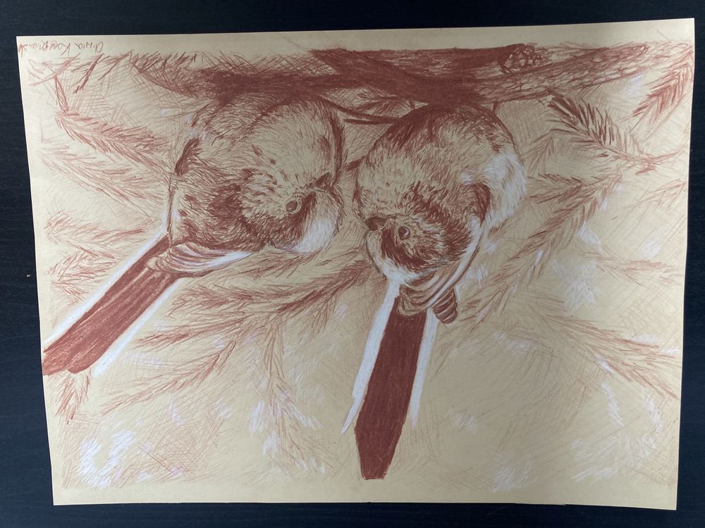 Obraz ręcznie malowany technika sepia rozm 30x40 cm