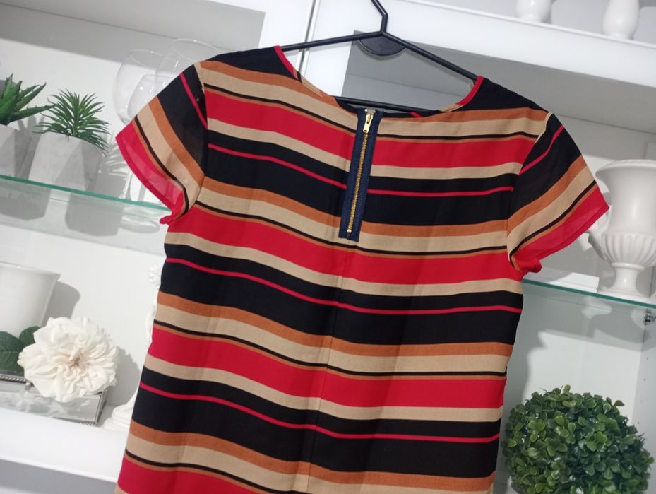 LAURA ASHLEY 36-38 jak NOWA bluzka ZIP PROSTA LUŹNA paski zamek