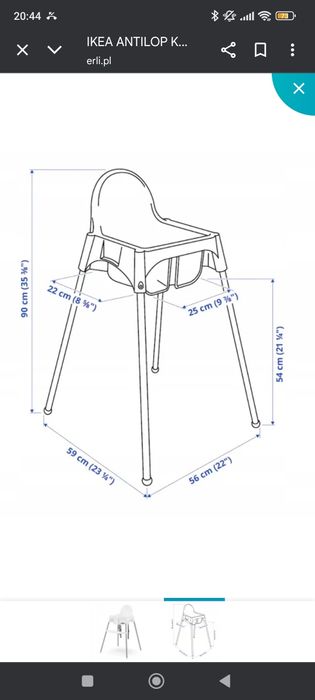 Krzesełko do karmienia Ikea Antilop + podnóżek i pokrowiec na krzesło