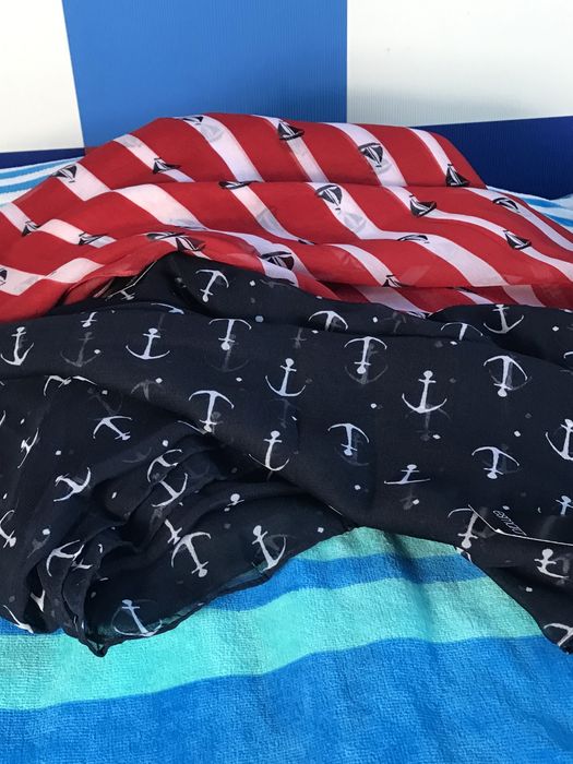 Pareo plażowa, różne wzory, granat, czerwone, czarne, wielokolorowe