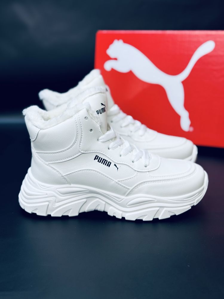 Кроссовки Puma зимние белые, Ботинки Пума белые, зимові кросівки Пума