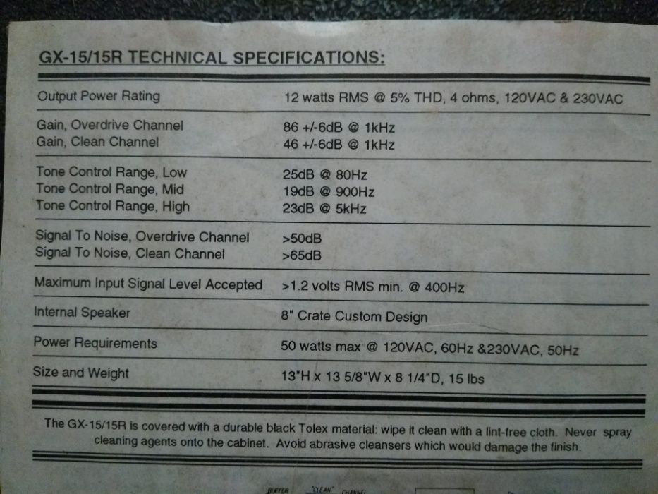 Amplificador da Crate modelo GX-15R - Em estado super Excelente!!!