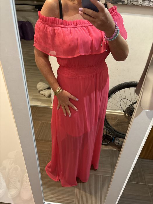 Sukienka Malinowa hiszpanka roz38/42 dluga na lato i wyjscia mohito 36