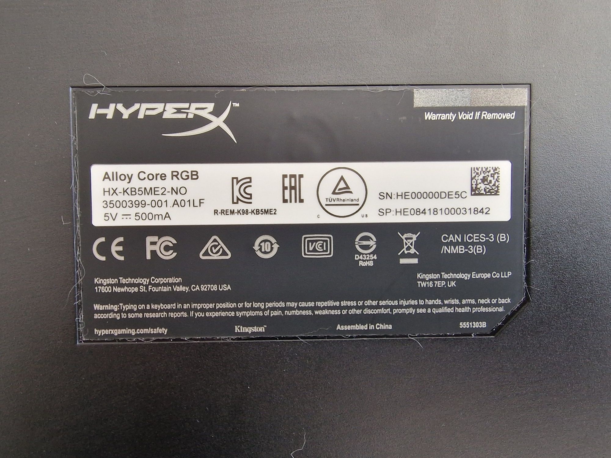 Klawiatura HYPERX Alloy Core RGB