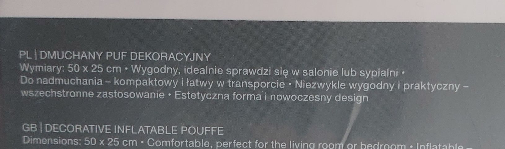 Nowy puf dmuchany pompowany pluszowy włochaty pufa siedzisko szary ant