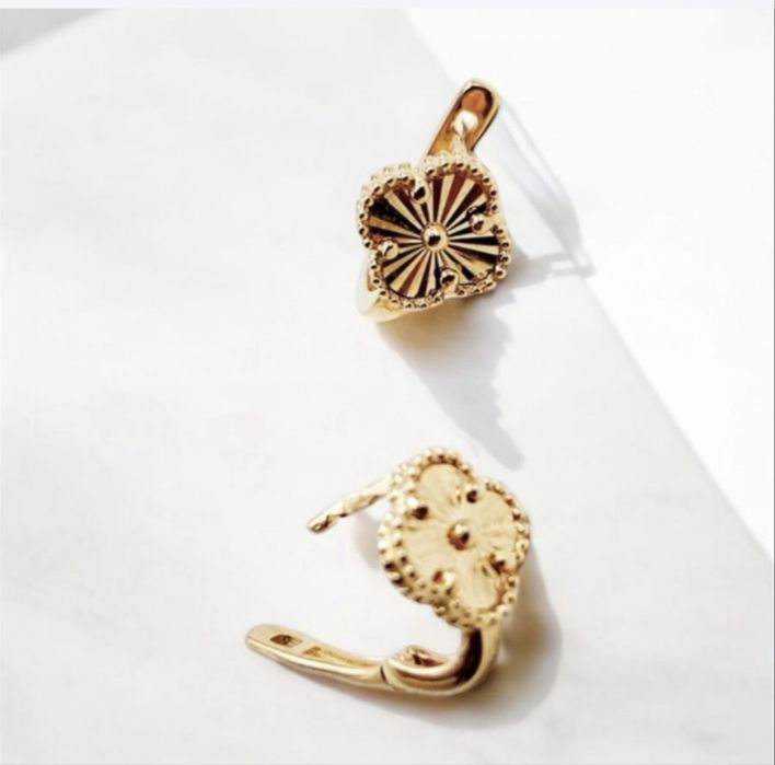 Золоті сережки під стиль Van Cleef,585 проба
