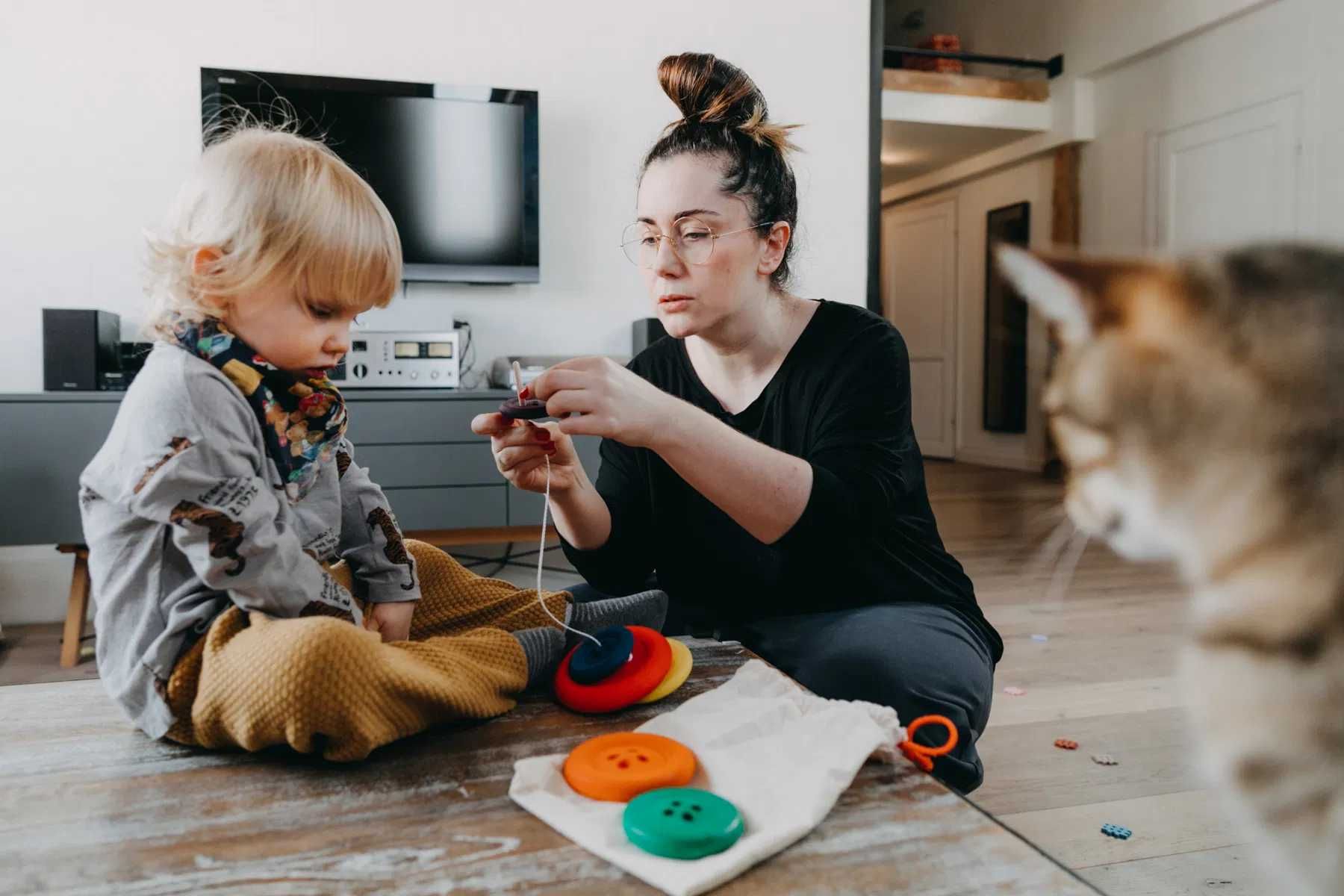 Nawlekanka guziki drewniana Montessori, Waldorf GIGANTY