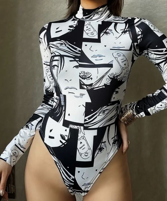 NOWE body czarno białe L