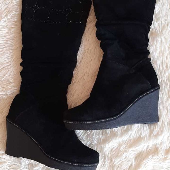 Женские  сапоги из натуральной замши на цигейке р.38