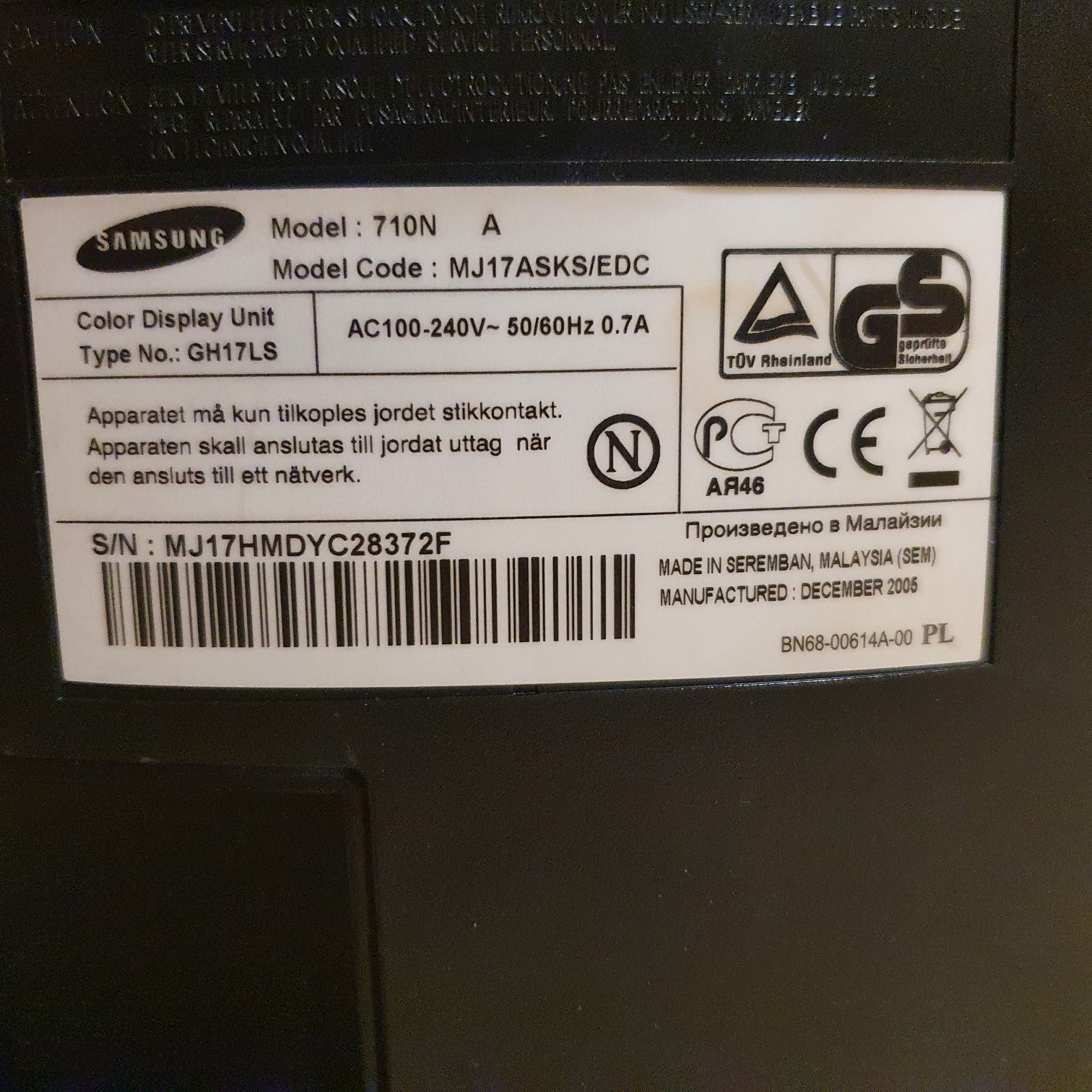 Monitor Samsung avariado