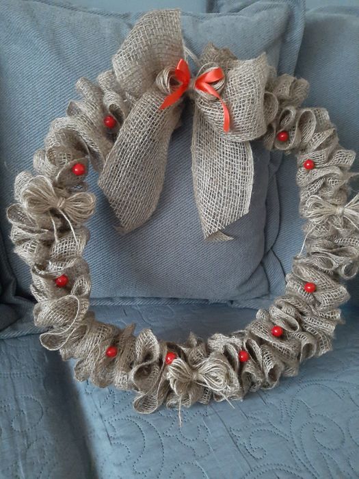 Duży jutowy wianek