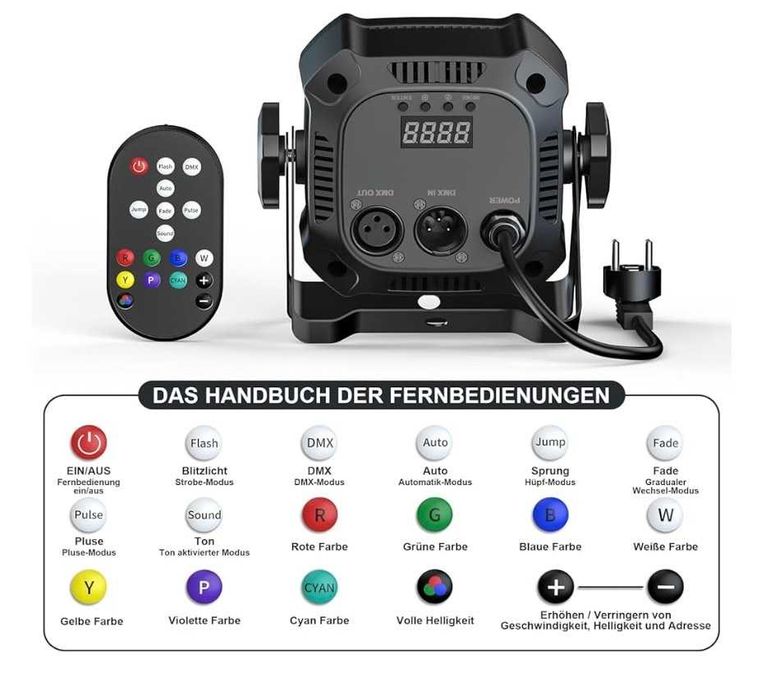 RGB Focos par LED 80 W (conjuntos de 2 ou 4 luzes)