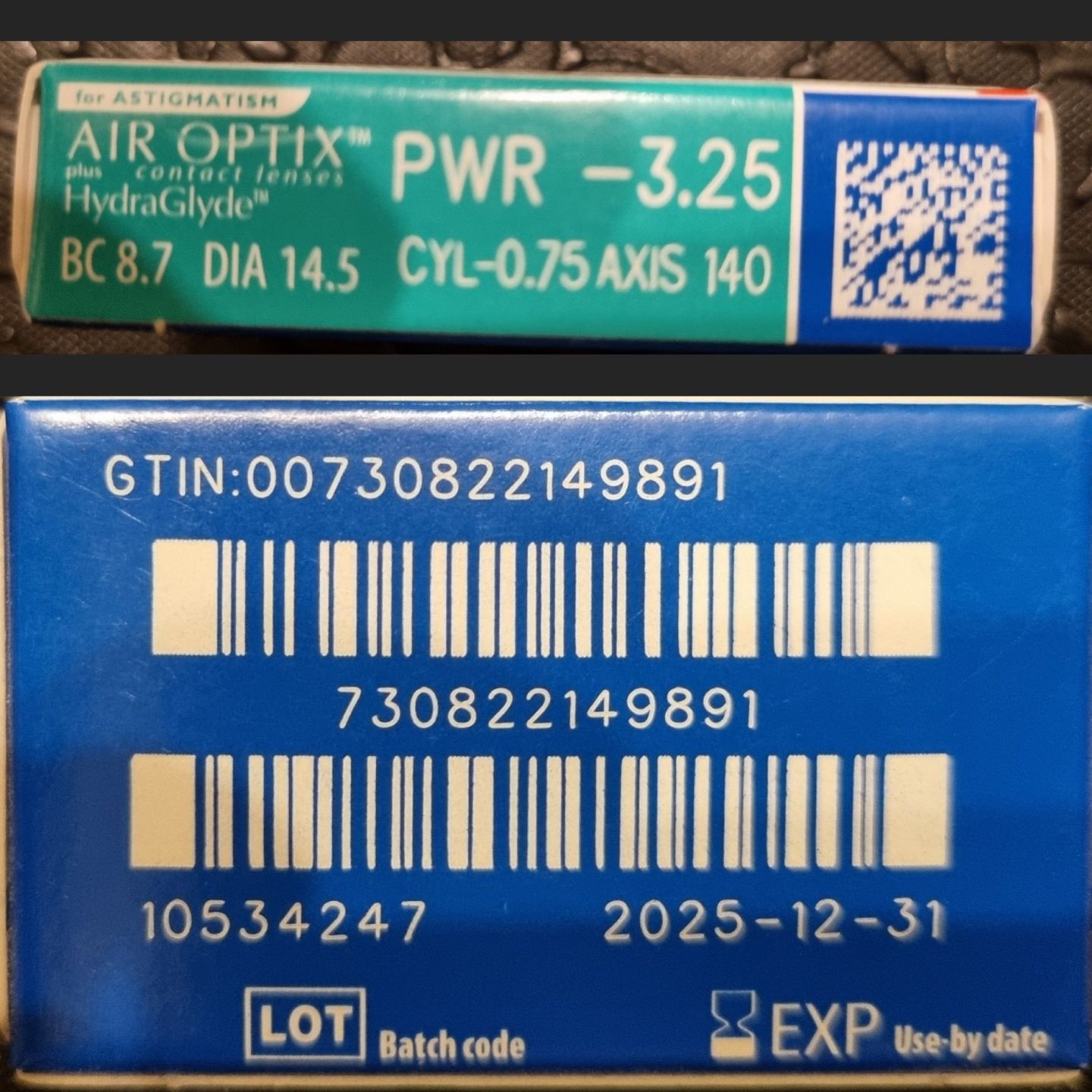 Soczewki Biofinity, MonoVision, Alcon, Acuvue -3,25/-0,75/140