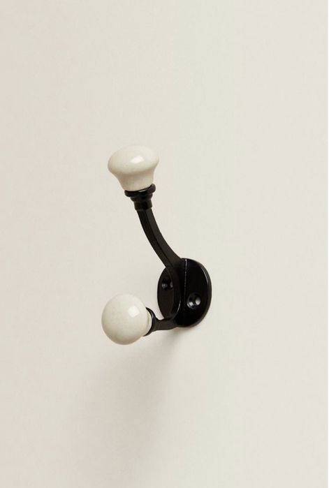 NOWY Zara Home wieszak ceramiczny metalowy kremowy uchwyt