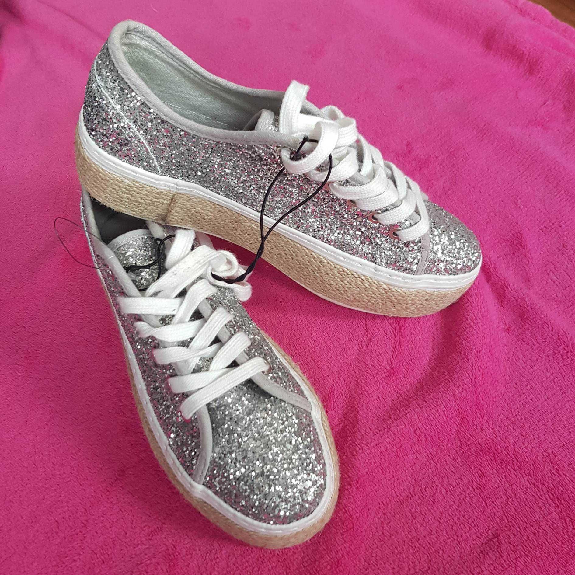 Srebrne PIMKIE espadryle trampki tenisówki rozm 37