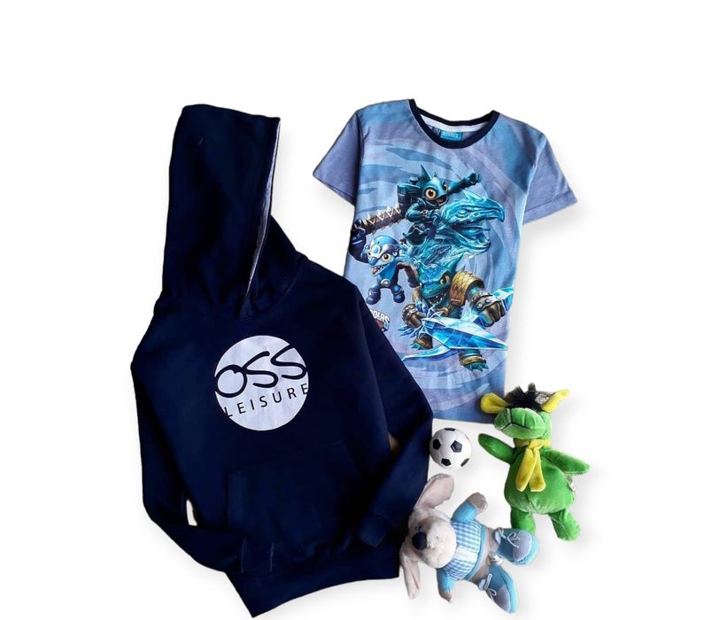 Комплект на 7-8 лет, худи на флисе + футболка