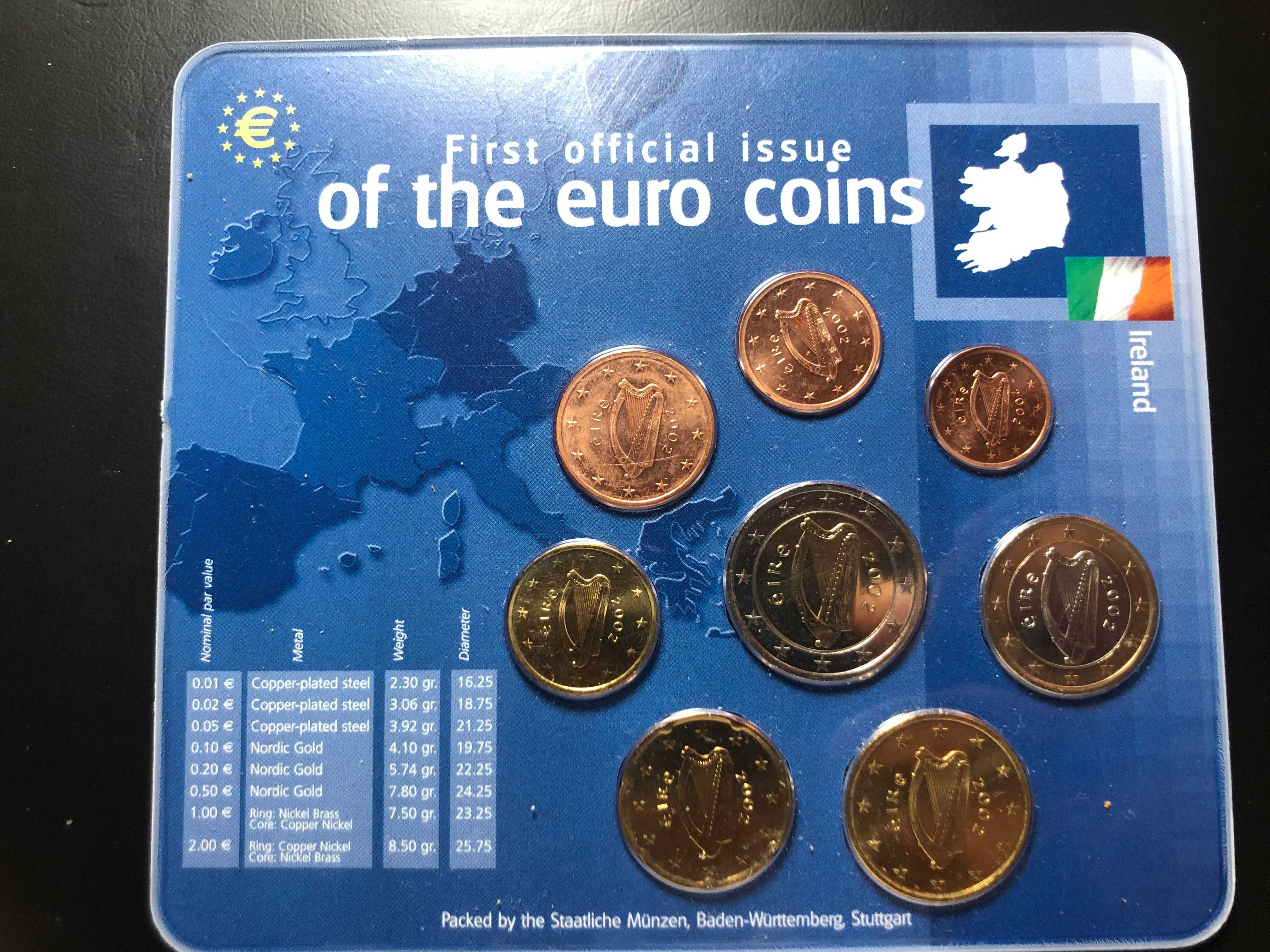 Set Anual Euros Irlanda 2002 UNC com Blister