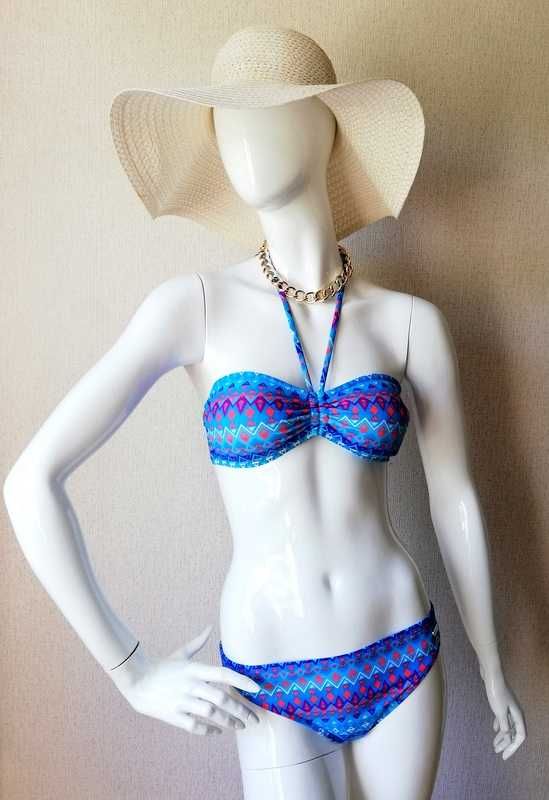 Bikini Print M 38 75 B bandeau push up skrój kostium monokini paski