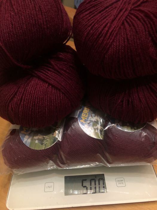 500g włóczka wełniana bordowa ciemnoczerwona 100% wełna