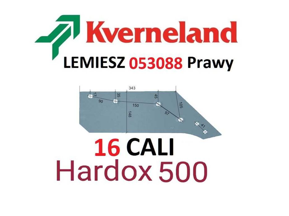 KVERNELAND - Lemiesz HARDOX 16-Cali Nowy Zamiennik ZPL