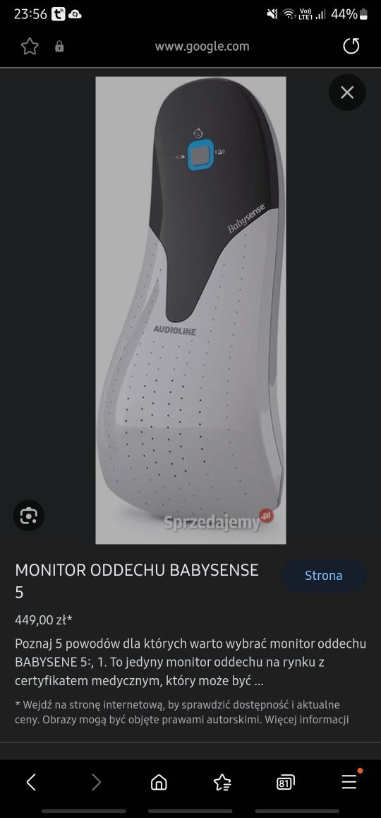 Babysense monitor oddechu, monitor życia! Sensor pad