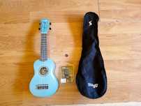 Conjunto ukulele + afinador eletrónico + mala