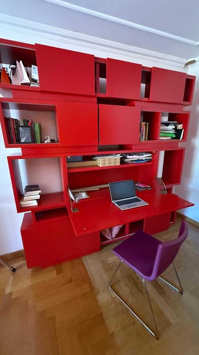 Móvel Modular Design Exclusivo Vermelho - Secretária Embutida