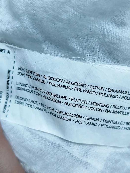 Sukienka koronkowa bawełniana koronka ecru kremowa XS 34 Mango